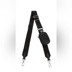 Prada Black Canvas Logo Saffiano Leather Trim Adjustable Strap w/ Nylon Pouch